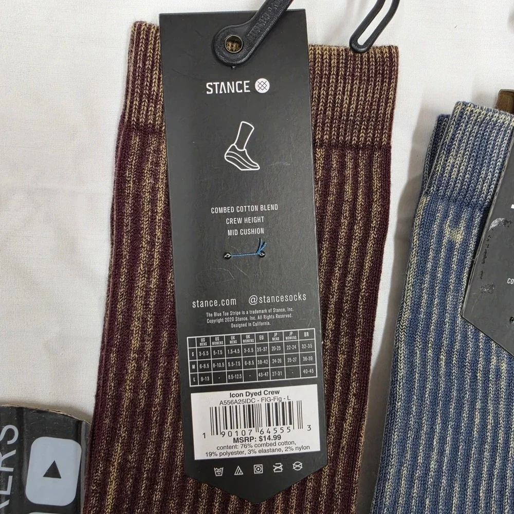 4 PACK Stance Combed Cotton Casual Socks, Mid-Cushion Crew Height LARGE (9-13)
